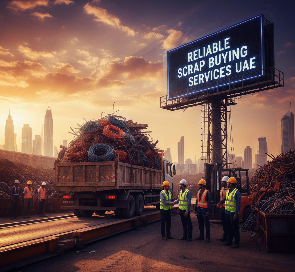 Industrial copper cable scrap loaded on a heavy-duty transport truck in Dubai, UAE – Industrial Scrap Buyers Dubai.